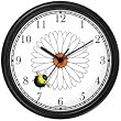 Bee on Daisy Flower - Bee or Bumblebee - JP Wall Clock by WatchBuddy Timepieces (Black Frame)