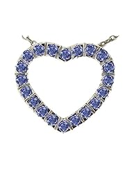 Tommaso Design (tm) Heart Shape Pendant with Round Genuine Tanzanite in 14 kt White Gold