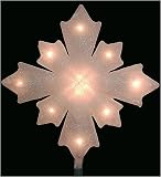 9 Winter White Lighted Frosted Glitter Star Christmas Tree Topper