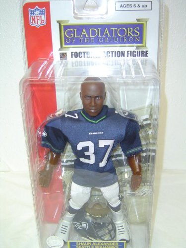 Gladiators of the Gridiron NFL Shaun Alexander # 37 - Seattle Seahawks Action Figure in Blue Jersey