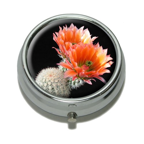 Pink Cactus Flowers Pill Case Trinket Gift Box