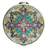 Silver Elegant Round Bejeweled Compact Mirror