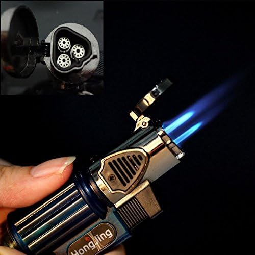 Triple Jet Windproof Torch Gas Lighter Flame Butane For Cigar Cigarette