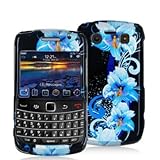Blue Flower Design Crystal Hard Skin Case Cover for Blackberry Bold 9700 97 ....