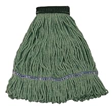 Wilen A11302, E-Line Looped End Wet Mop, Medium, 5" Mesh Band, Green (Case of 12)