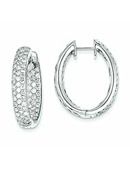 Genuine 14K White Gold Diamond In-Out Hinged Hoop Earrings 16.15 Grams of Gold