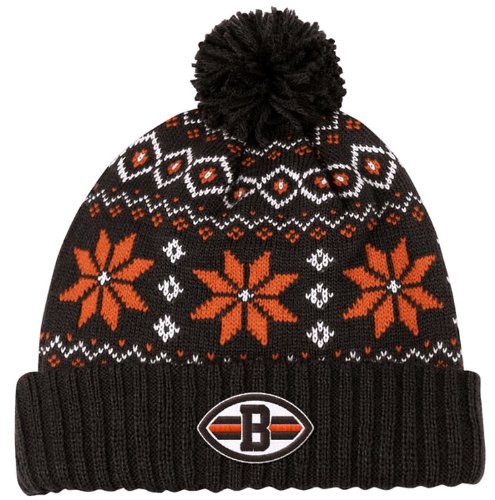 CLEVELAND BROWNS Women's Chunky Pom Cuffed Knit Beanie Hat By Reebok