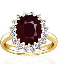 14K Yellow Gold Cushion Cut Ruby Ring With Sidestones (GIA Certificate)
