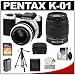 Pentax K-01 Digital SLR Camera Body with DA L 18-55mm and 50-200mm Lenses (White) with 16GB Card + Case + Battery + Tripod + Accessory Kit