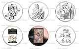 Set of 6 Alice in Wonderland Pinback Buttons 1.25