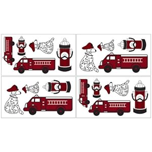 Fire Truck Wall Decals - Set of 4 Sheets