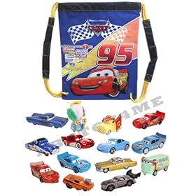 Disney Pixar Cars 1:55 Die Cast Cars Assortment of 14 Cars Gift Set with Storge Bag by Disney