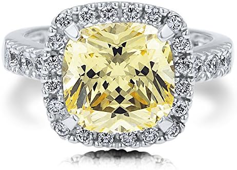 BERRICLE 925 Sterling Silver Canary CZ Cushion CZ Fashion Right Hand Ring