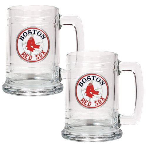 MLB Boston Red Sox 2-Piece 15oz Glass Tankard Set (Primary Logo)