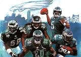 Philadelphia Eagles (Donovan McNabb, Brian Westbrook, Brian Dawkins, Trent Cole, Asante Samuel) Framed & Matted Sports Poster Print - 11" X 17"
