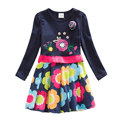 NEAT 2016 NEW Kid Girl Cotton Flower Dress Long Sleeve L360 For 2-8 Years