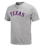 MLB Men's Texas Rangers Official Wordmark Short Sleeve Basic Tee (Steel Heather, X-Large)