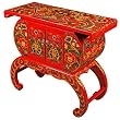 Handmade Asian Furniture - 32" Red Oriental Buffet Cabinet With Floral Design