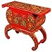 EXP Handmade Asian Furniture - 32" Red Oriental Buffet Cabinet With Floral Design