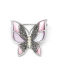 Sterling Silver Marcasite Mother of Pearl Butterfly Pin