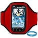 Red Moisture Resistant Durable Neoprene Workout Armband for Verizon Wireless LG Revolution 4G LTE also compatible with T-Mobile G2x Android Smartphone + SumacLife TM Wisdom Courage Wristband