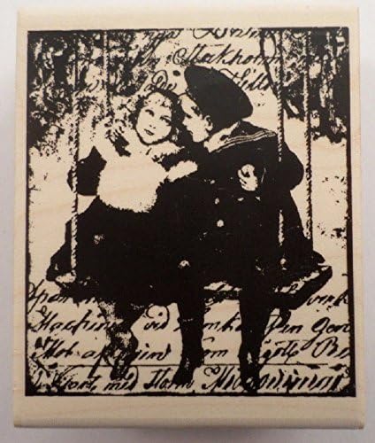 Stampington &amp; Co Merry Christmas Holiday Swing Wooden Rubber Stamp #K5543