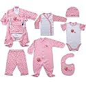 Hudson Baby 6-Piece Sweet Baby Layette Set - Pink, 0-3 Months