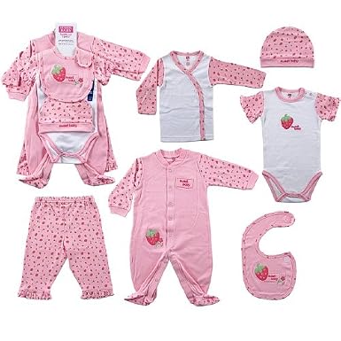 Hudson Baby 6-Piece Pink Sweet Baby Strawberry Layette Set