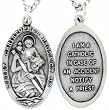 St. Christopher Large Medal,pewter Charms 27" Steel Chain. Catholic Call Priest