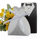 cnomg 100pcs Party Wedding Favor Dress & Tuxedo Bride and Candy Box