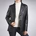 BGSD Women's Classic Three-Button New Zealand Lambskin Leather Blazer in Black or Brown - Misses & Petite image 6