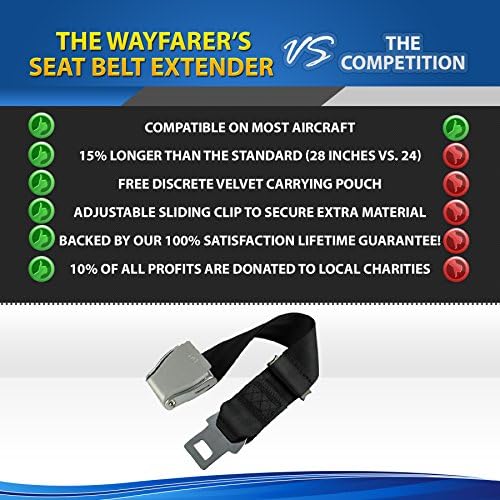 XL Airline Seat Belt Extender with Discreet Carrying Pouch - Type A (1 Pack)
