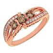 14K Rose Gold Brown and White Diamond Ring
