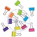 Office Style Medium Sized Binder Clips with Clear Plastic Storage Container - 12 Pieces - Large