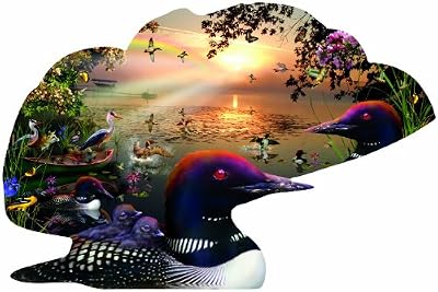 Loons at Sunrise Shaped Jigsaw Puzzle by Lori Schory 1000pc