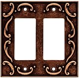 BRAINERD 64260 French Lace Double Decorator Wall Plate / Switch Plate / Cover, Sponged Copper