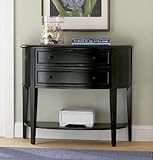 IMAGE OF Entryway Console Sofa Table with Bowed Front in Antique Black Finish