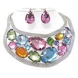 Multicolor Facet Glass Stone Necklace And Earring Set Fashion Jewelry