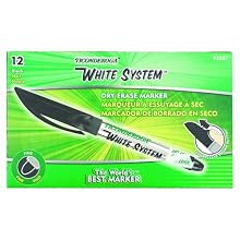 Ticonderoga White System Dry Erase Markers, Fine Tip, Black, One Dozen (93007)
