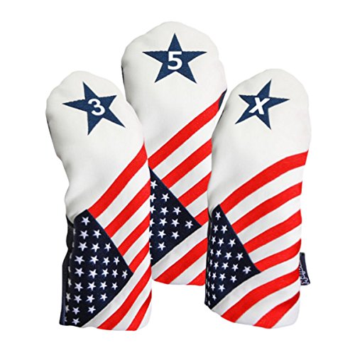 USA 3, 5, X Headcover Patriot Golf 2016 Vintage Retro Patriotic Fairway