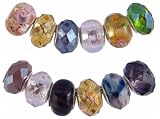 Pandora Style Twelve (12) Piece Charm Bead Set with Murano Style, Lampwork Style and Faceted Glass Style Beads - Fits Pandora, Troll, Biagi and Charmilia - Exact Assortment as Shown (FB144)