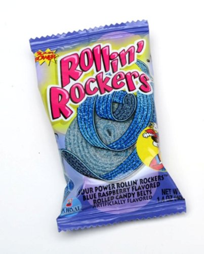 Sour Power Blue Raspberry Rollin' Rockers (Pack of 48) by Raspberry Candy
