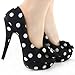 Show Story Two Tone Spot Polka Dots Bow Stiletto Platform High Heel Pump,LF30406