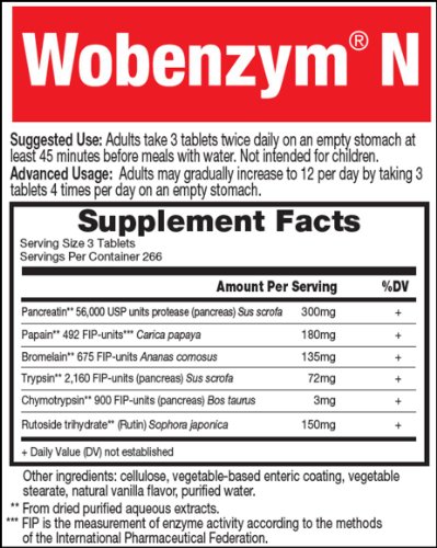 Wobenzym N Enteric Coated Tabs, 800-Count Bottle