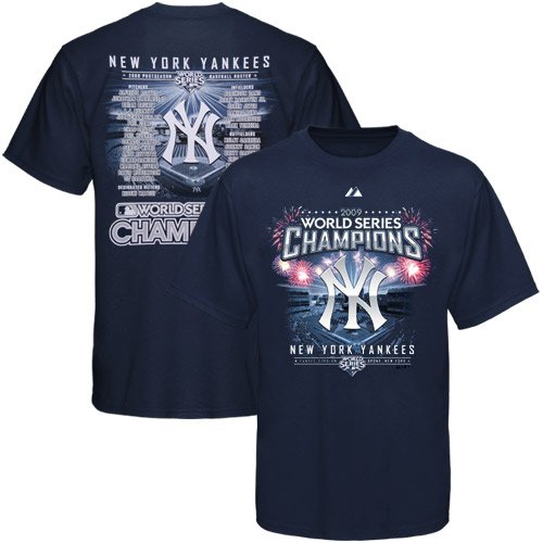 Majestic New York Yankees Youth Navy Blue 2009 World Series Champions Diamond Destiny Roster T-shirt (Medium)