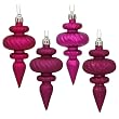 Pack of 8 Pink Magenta Shatterproof 4-Finish Regal Finial Christmas Ornaments 4"