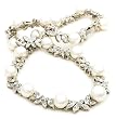 Silver-Tone White Pearl and Crystal Necklace by Margot Townsend, 16"
