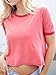 PERSUN Women's Cotton Short Sleeve Cropped Top Ringer T-shirt