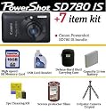 Canon Powershot SD780IS 12.1 Megapixels Digital Camera Black With Ultimate Powershot Accessory Package Includes 16GB Memory, Hard Shell Case, Gripster Mini tripod, Extra NB4L Battery + More