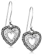Sterling Silver Marcasite and Cubic Zirconia Heart Dangle Earrings
